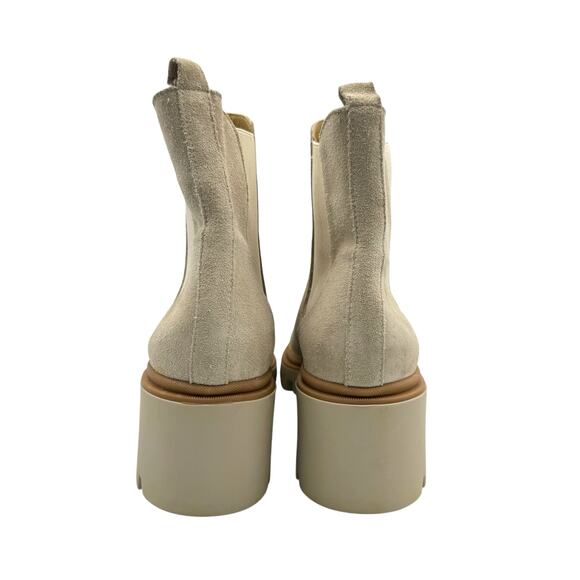 Antonio de Faria Neutral Cream Suede Leather Chunky Lug Pull On Chelsea Boots - Picture 7 of 12